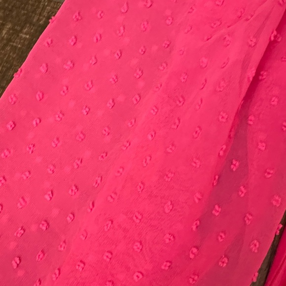 Zeagoo Fuchsia Bodysuit Top NWT | Sheer Puff Sleeve Pink Medium - Picture 3 of 4